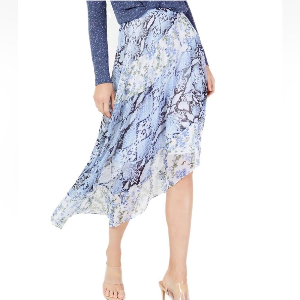 Inc International Concepts lattice snake print patchwork asymmetrical midi skirt